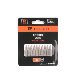 Bit TORX T10x25 mm, (10 szt), S2, Teger