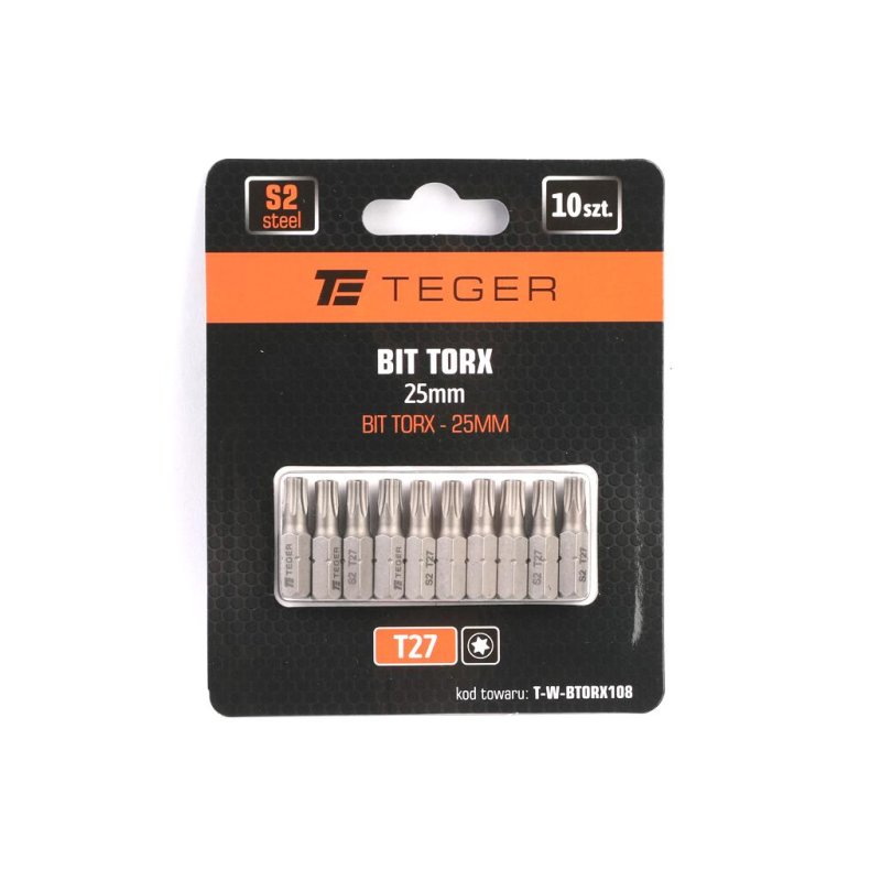 Bit TORX T27x25 mm, (10 szt), S2, Teger