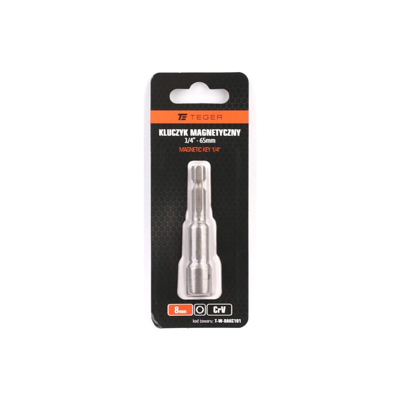 Kluczyk magnetyczny HEX 1/4" 8x65 mm, CR-V, Teger