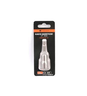 Kluczyk magnetyczny HEX 1/4" 13x65 mm, CR-V, Teger