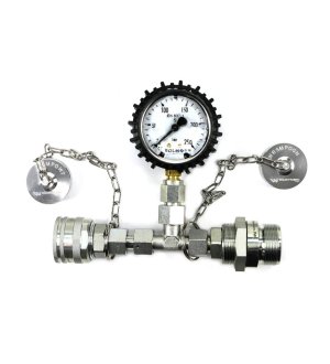 Zestaw pomiarowy ciśnienia hydrauliki z manometrem 250 bar wtyczka i gniazdo skręcane Waryński