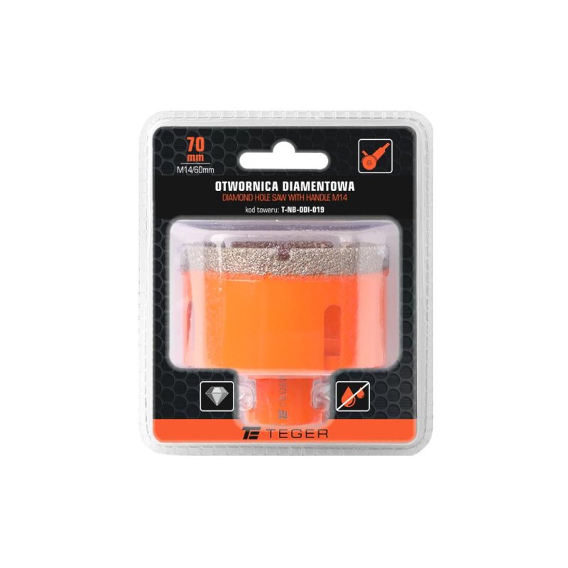 Otwornica diamentowa z uchwytem M14/70 mm / TEGER