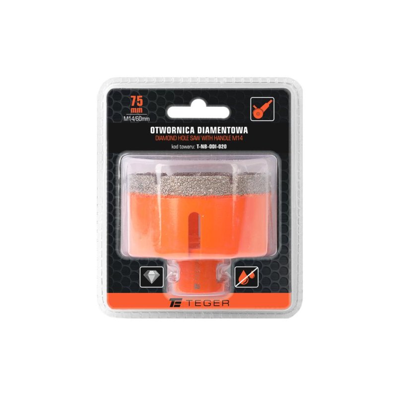 Otwornica diamentowa z uchwytem M14/75 mm / TEGER