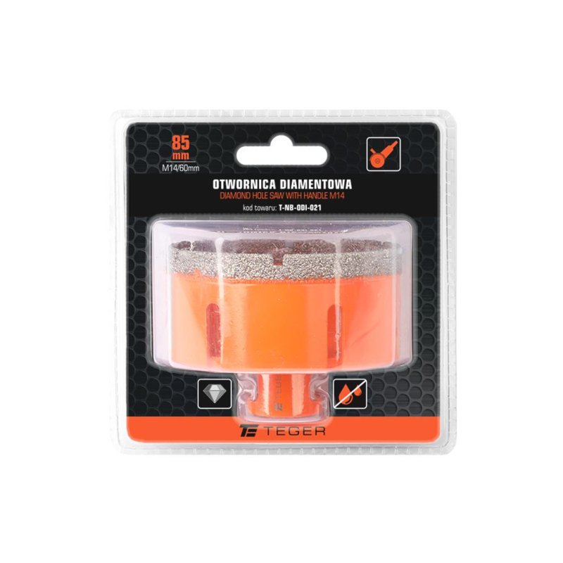 Otwornica diamentowa z uchwytem M14/85 mm / TEGER