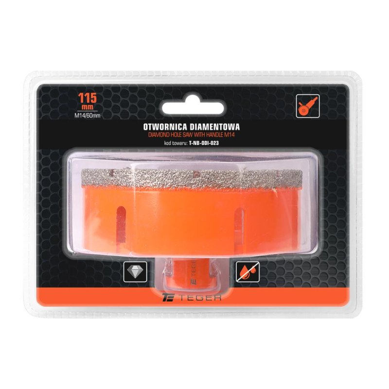 Otwornica diamentowa z uchwytem M14/115 mm / TEGER