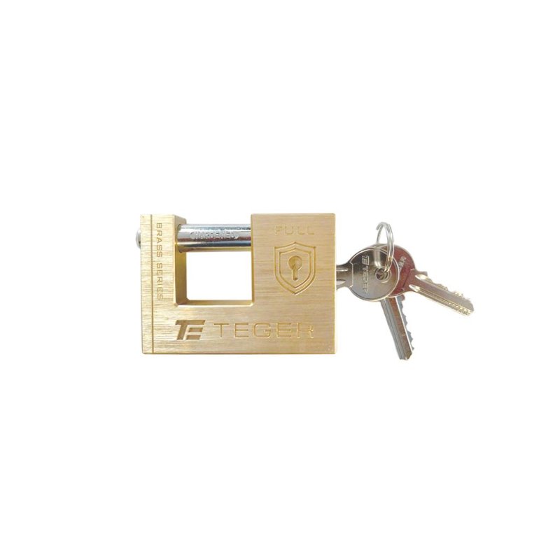 Kłódka antywłamaniowa - mosiężna / trzpieniowa 60mm - 3 klucze / TEGER