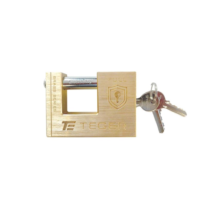 Kłódka antywłamaniowa - mosiężna / trzpieniowa 80mm - 3 klucze / TEGER
