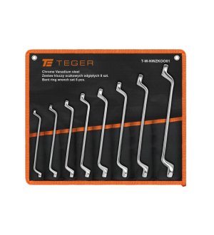 Zestaw kluczy oczkowych odgiętych, 6-22 mm, 8 szt, Teger