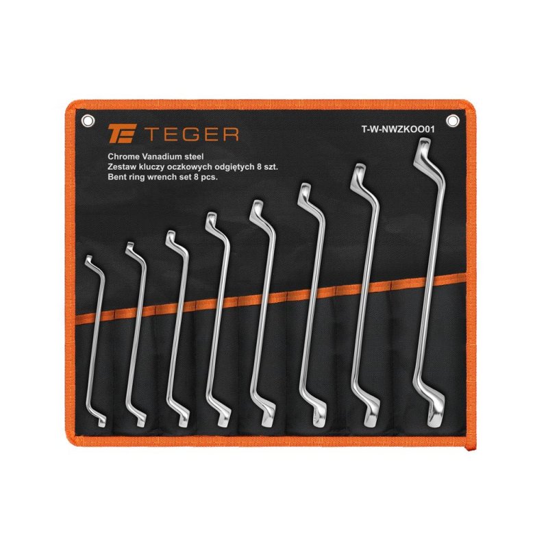 Zestaw kluczy oczkowych odgiętych, 6-22 mm, 8 szt, Teger