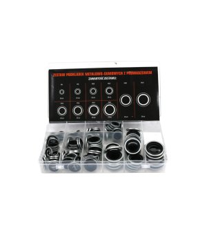 Zestaw podkładek metalowo-gumowych z prowadzeniem 150szt  TEGER