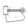 Sworzeń zaczepu z zawleczką i łańcuchem 19x115x153 TEGER