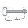 Sworzeń zaczepu z zawleczką i łańcuchem 22x165x205 TEGER