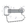Sworzeń zaczepu z zawleczką i łańcuchem 28x100x127 TEGER