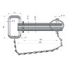 Sworzeń zaczepu z zawleczką i łańcuchem 28x120x160 TEGER