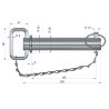 Sworzeń zaczepu z zawleczką i łańcuchem 32x165x200 TEGER