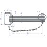 Sworzeń zaczepu z zawleczką i łańcuchem 35x189x227 TEGER