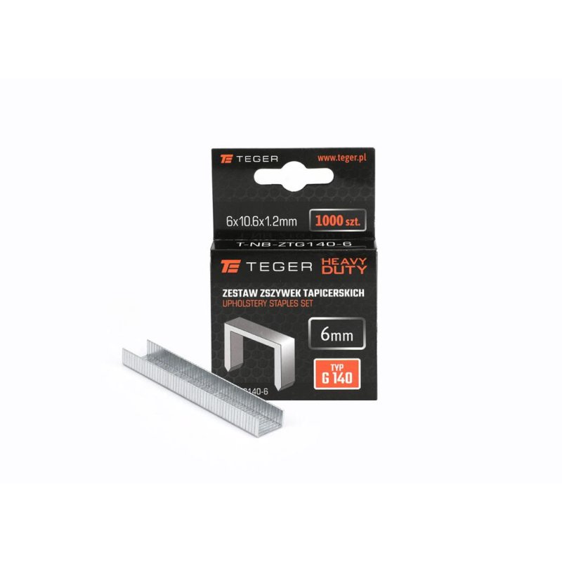 Zestaw zszywek tapicerskich HEAVY DUTY (typ G/140) 6/10,6/1,2mm / 1000 szt / TEGER