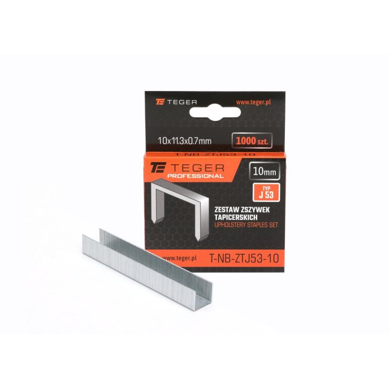 Zestaw zszywek tapicerskich PROFESSIONAL (typ J/53) 10/11,3/0,7mm / 1000 szt / TEGER