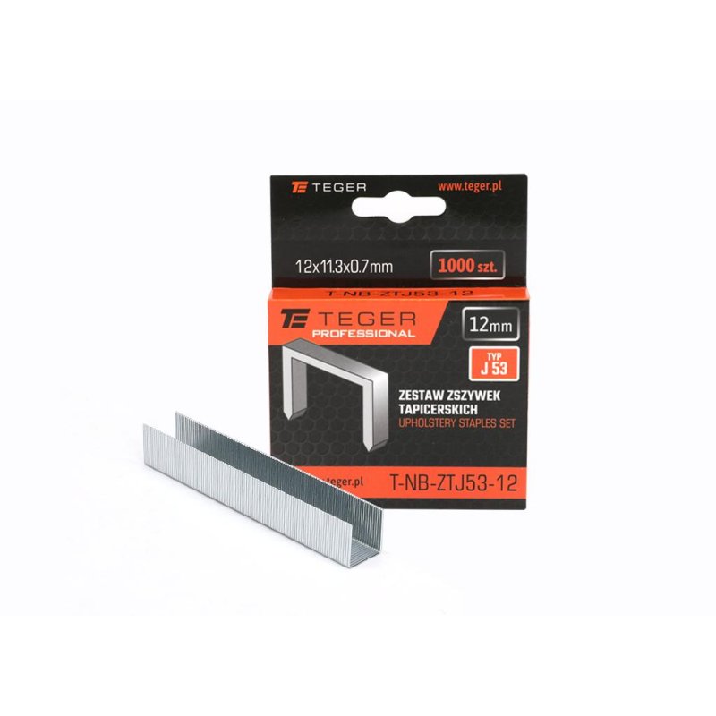 Zestaw zszywek tapicerskich PROFESSIONAL (typ J/53) 12/11,3/0,7mm / 1000 szt / TEGER