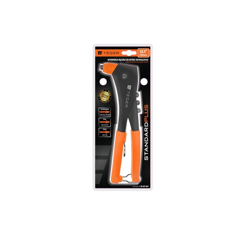 Nitownica ręczna do nitów zrywalnych STANDARD PLUS 10.5"/260mm (do nitów stalowych i aluminiowych) / TEGER