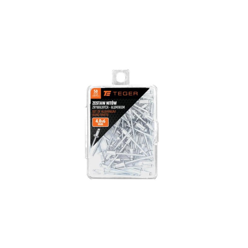 Zestaw nitów zrywalnych. aluminiowych (4.0x6mm) / 50 szt. / TEGER