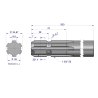 Wałek, WOM frezowany jednostronnie 500mm Z6 - 1 3/8, Waryński