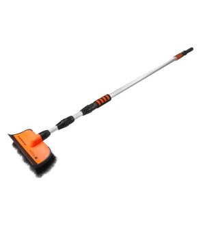 Szczotka teleskopowa - przepływowa ze ściągaczką PROFESSIONAL - LONG (dł. 180-400cm) / miękkie włosie PVC / TEGER