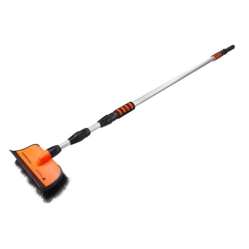 Szczotka teleskopowa - przepływowa ze ściągaczką PROFESSIONAL - LONG (dł. 180-400cm) / miękkie włosie PVC / TEGER