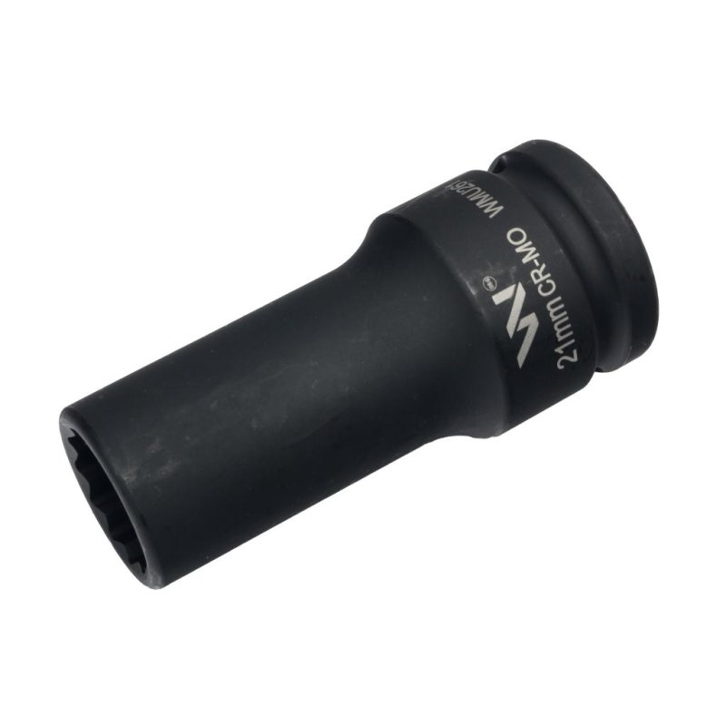 Nasadka udarowa 3/4" dwunastokątna ze stali CrMo 21mm bardzo długa D90 SLIM Waryński