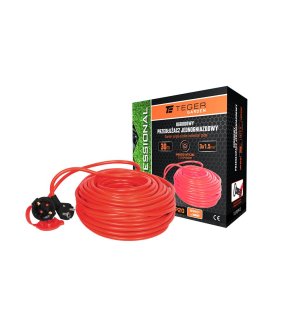 Przedłużacz jednogniazdowy, ogrodowy PROFESSIONAL, 3X1,5mm, IP20, H05VV-F, z uziemieniem, cert. CE / 30M, Teger