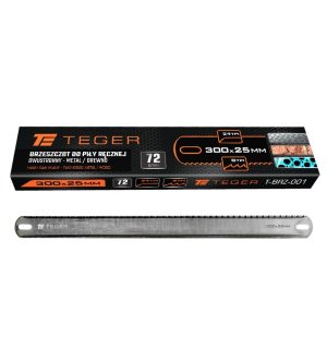 Brzeszczot do piły ręcznej, dwustronny  METAL/DREWNO 300x25mm, (sprzedawane po 72), Teger