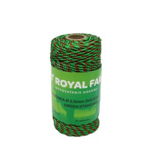 Plecionka, do elektryzatora 2,5mm, 3x0,20mm SS zielono-pomarańczowa 100m, Royal Farm