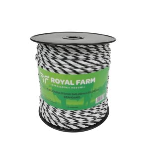 Plecionka, do elektryzatora 5mm, SS 3x0,20mm SS biało-czarna 200m, Royal Farm
