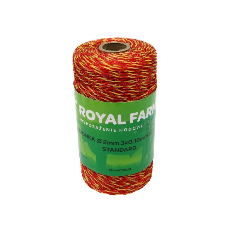 Plecionka, do elektryzatora 2mm, 3x0,16mm SS żółto-pomarańczowa 200m, Royal Farm