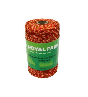 Plecionka, do elektryzatora 2mm, 3x0,16mm SS żółto-pomarańczowa 250m, Royal Farm