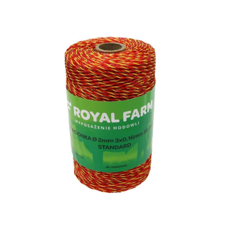 Plecionka, do elektryzatora 2mm, 3x0,16mm SS żółto-pomarańczowa 250m, Royal Farm