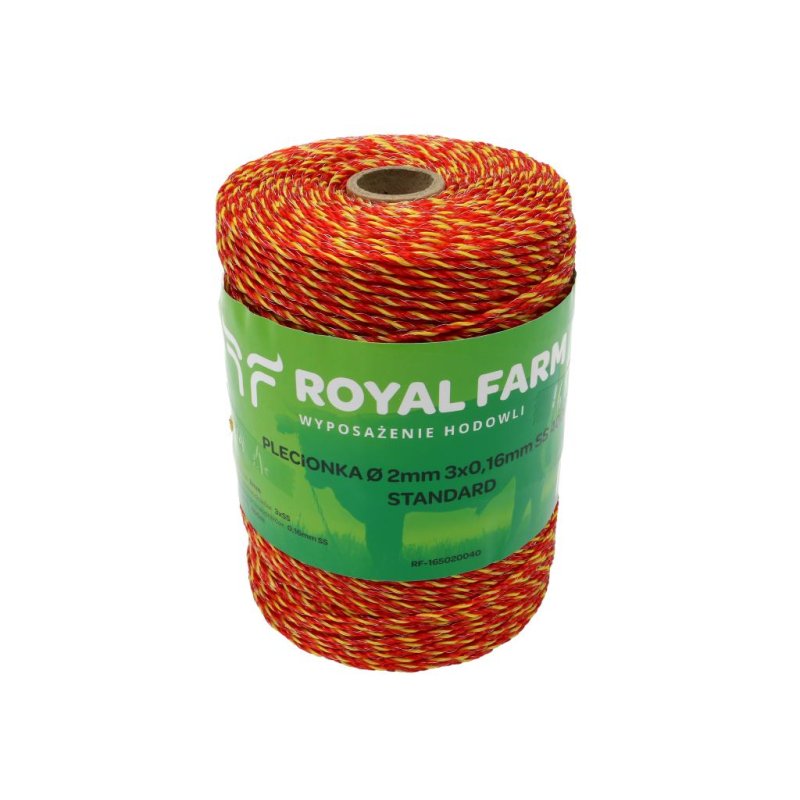 Plecionka, do elektryzatora 2mm, 3x0,16mm SS żółto-pomarańczowa 400m, Royal Farm