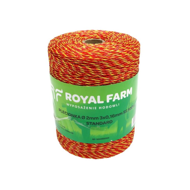 Plecionka, do elektryzatora 2mm, 3x0,16mm SS żółto-pomarańczowa 500m, Royal Farm