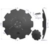 Talerz, uzębiony Z-10 fi 560 mocowanie 5/98 grubość 4,5 mm stal borowa prosta piasta, Waryński