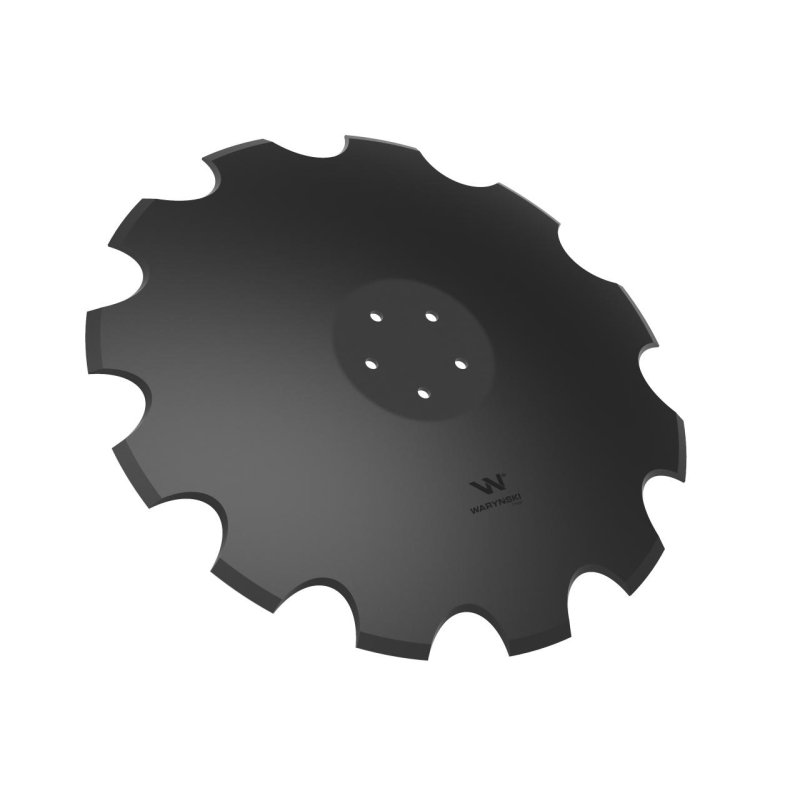 Talerz, uzębiony Z-12 fi 610 mocowanie 5/98 grubość 5 mm stal borowa prosta piasta, Waryński