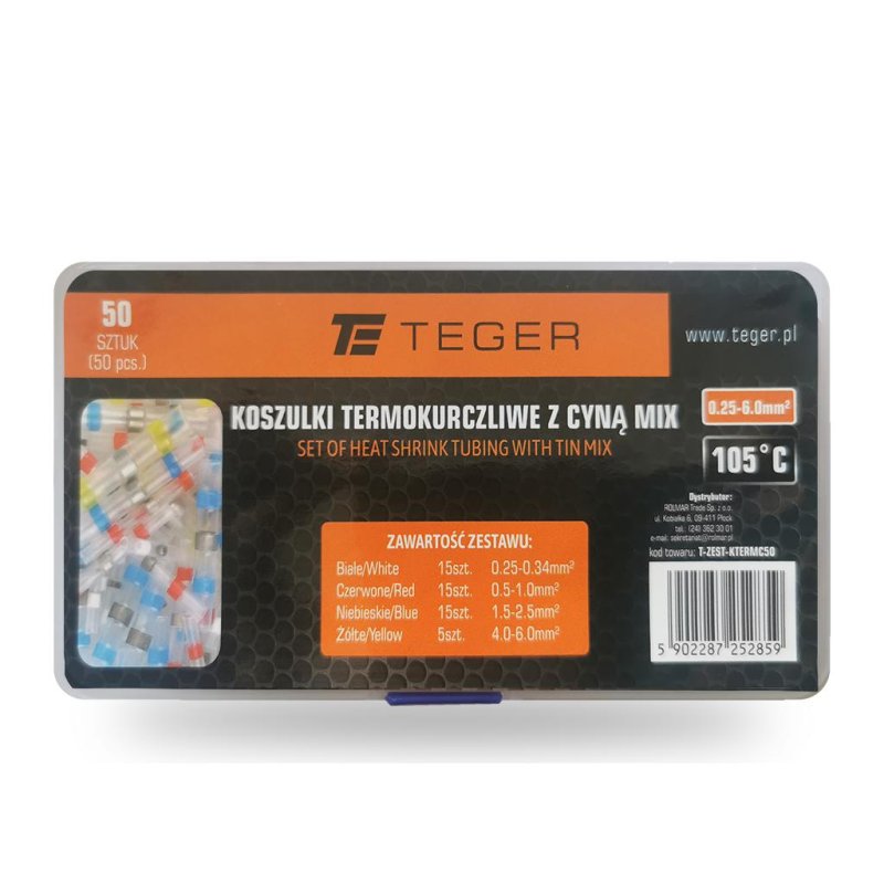 Zestaw koszulek termokurczliwych z cyną MIX 50 szt. TEGER