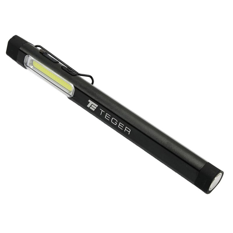 Latarka LED COB pen aluminiowa 400lm akumulator 750mAh ładowana USB Teger