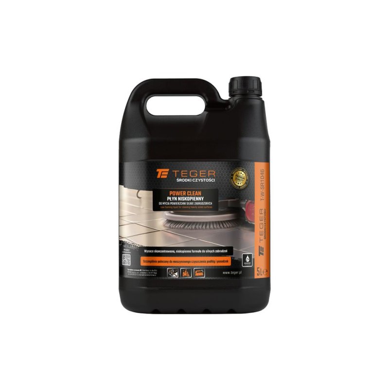 Płyn niskopienny do mycia powierzchni silnie zabrudzonych POWER CLEANING, 5l, Teger
