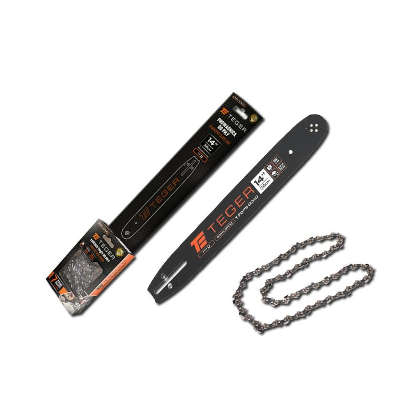 Zestaw tnący, 14" (36 cm) prowadnica + łańcuch, 3/8", 1,3 mm, 52 og., 9z, moc. U, Teger