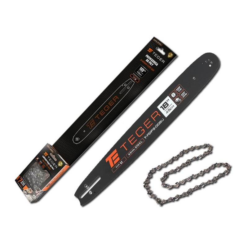 Zestaw tnący, 18" (45 cm) prowadnica + łańcuch, 0,325" 1,5mm 72 og., 12z, moc. U, Teger