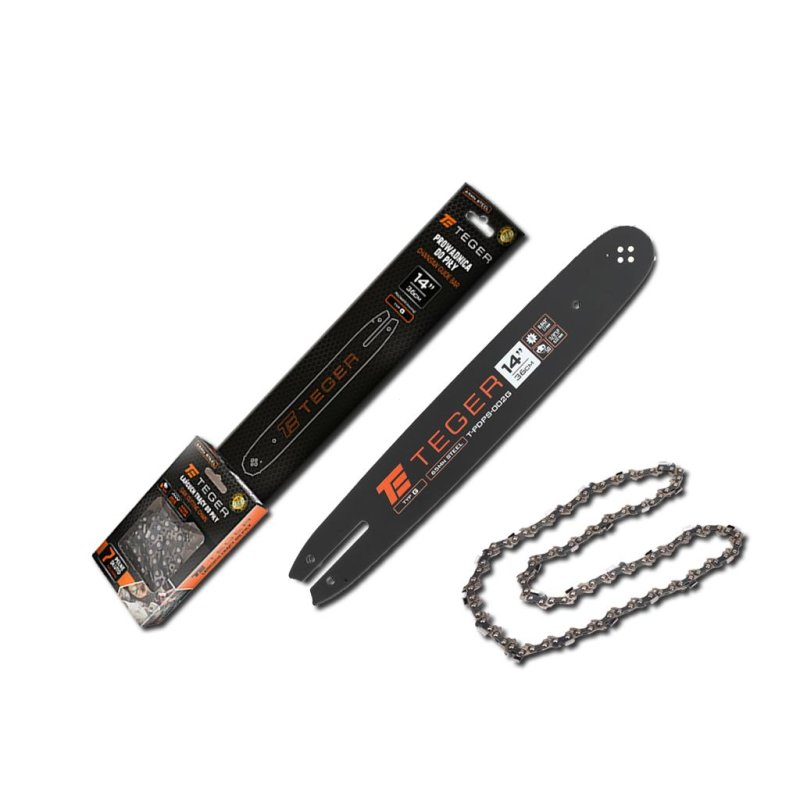Zestaw tnący, 14" (36 cm) prowadnica + łańcuch, 3/8", 1,1 mm, 50 og., 9z, moc. G, Teger