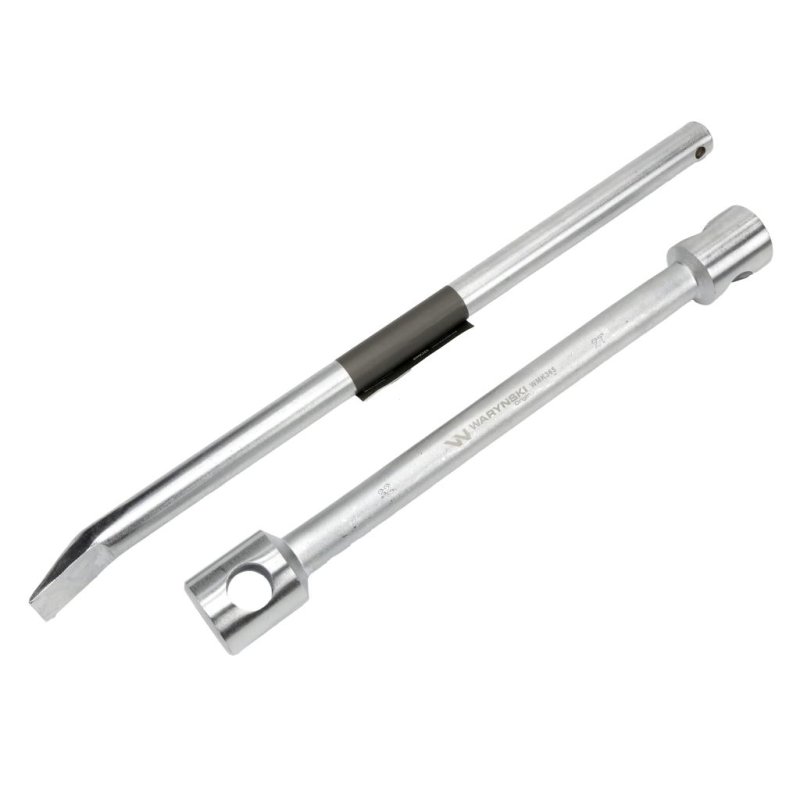 Klucz do kół , 395 mm długości rozmiar 27x32 mm z łyżką, do prac montażowych i demontażowych w mechanice , Waryński