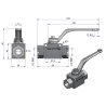 Zawór kulowy hydrauliczny 2-drogowy 2/2 - 1/2"BSP z otworami mocującymi 500 bar Waryński