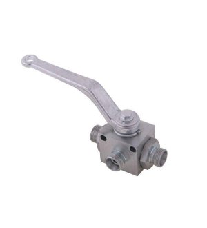 Zawór kulowy hydrauliczny 3-drogowy 3/2 M18x1.5 12L z otworami mocującymi 500 bar Waryński