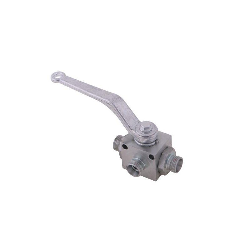 Zawór kulowy hydrauliczny 3-drogowy 3/2 M18x1.5 12L z otworami mocującymi 500 bar Waryński